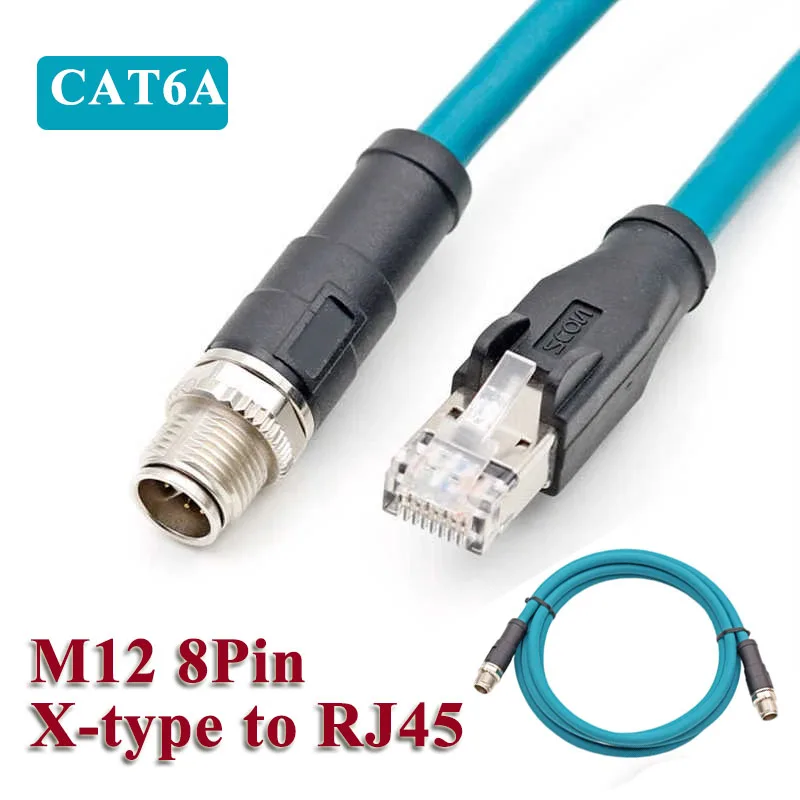 M12 to RJ45 8Pin X-code Camera Aviation Plug Connection Line Industrial Connector 8P X-type Ethernet Data Cable Connector IP67