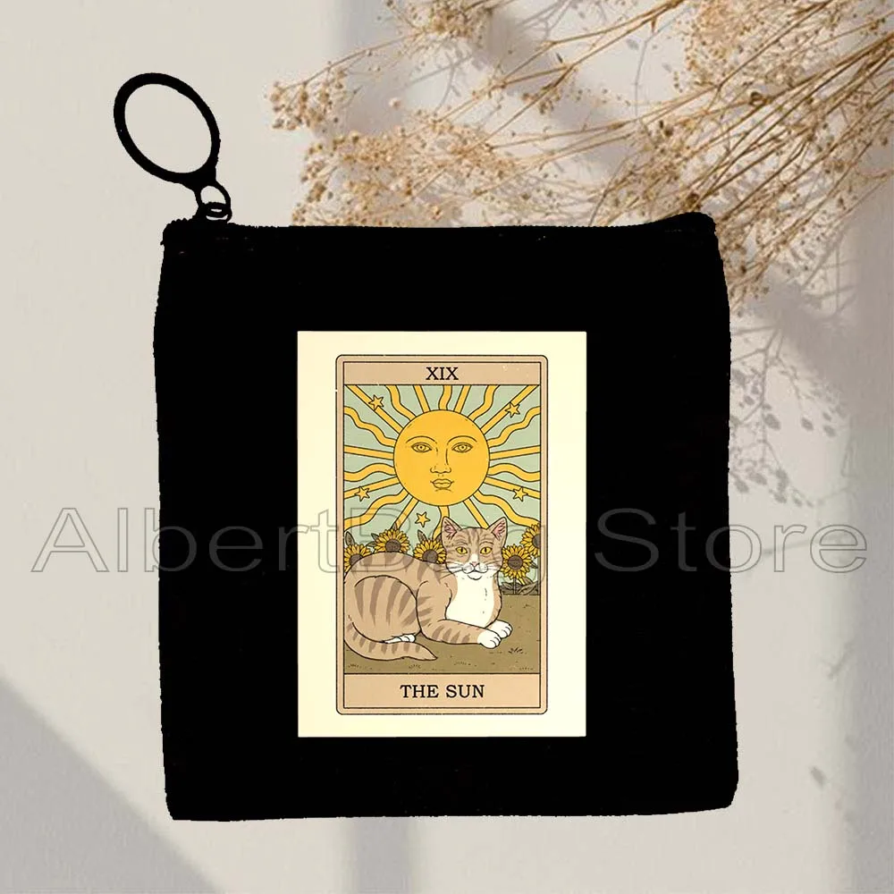 The Fool Sun Moon Star Lovers Libra Gemini Cat Owl Frog Cats Astrology Scorpio Canvas Coin Purse Key Case Small Bag Wallet Pouch