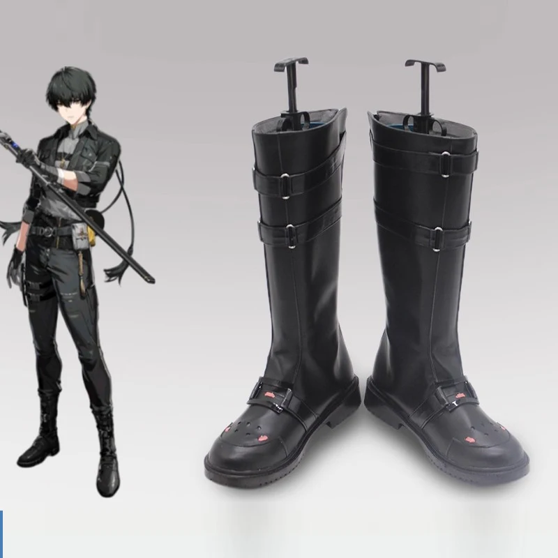 Game Wuthering Waves Rover Cosplay Shoes Pu Black Boots Women Men Anime Halloween Party Play Role Costume Props