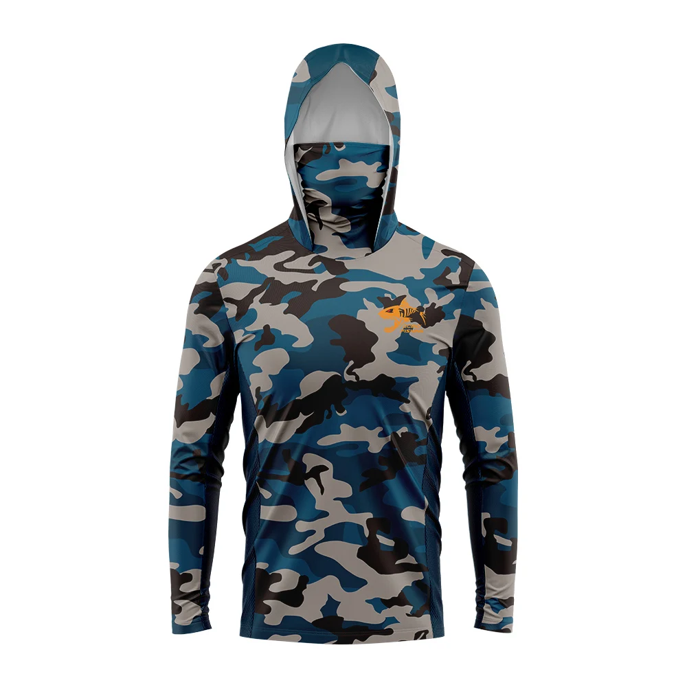 New Jungle Camouflage Hunting Jerseys Sea Fishing Long Sleeve Fishing Hoodie for Men Anti-UV Sun Protection Clothes Fish Shirt