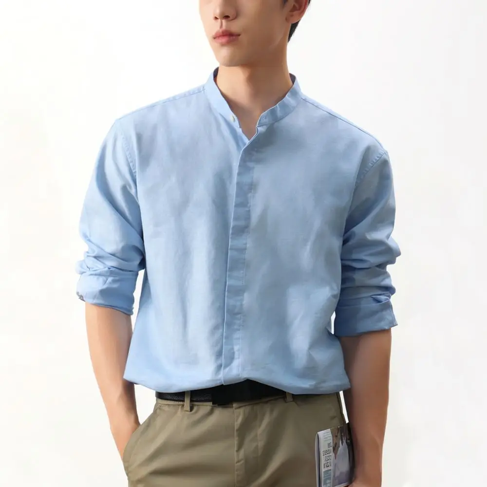 Summer Men Shirt Cotton Blend Linen Long Sleeve Tops Breathable Non Ironing Office Work Wear Elegant Vintage Oriental Style