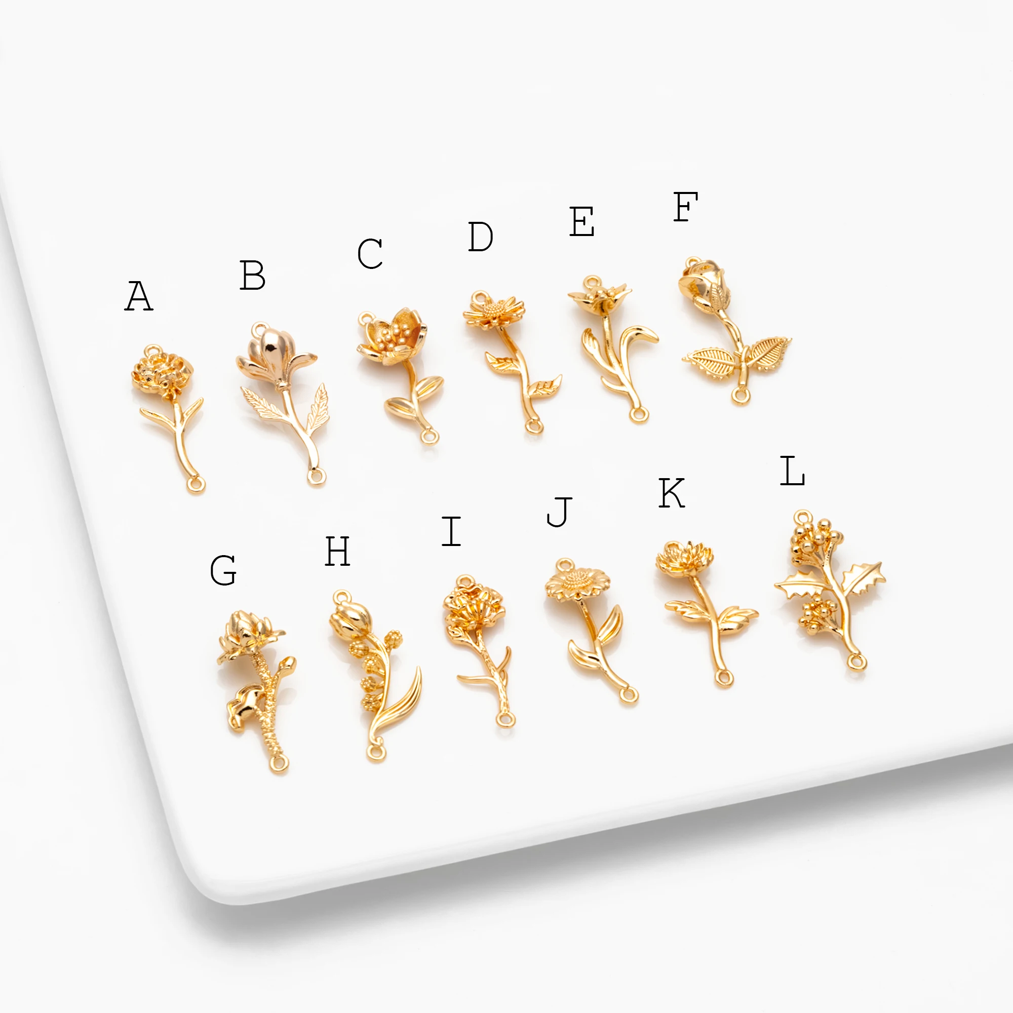 4 pieces- Gold 12 Month Birth  - Birth Flower Necklace 评论和价格