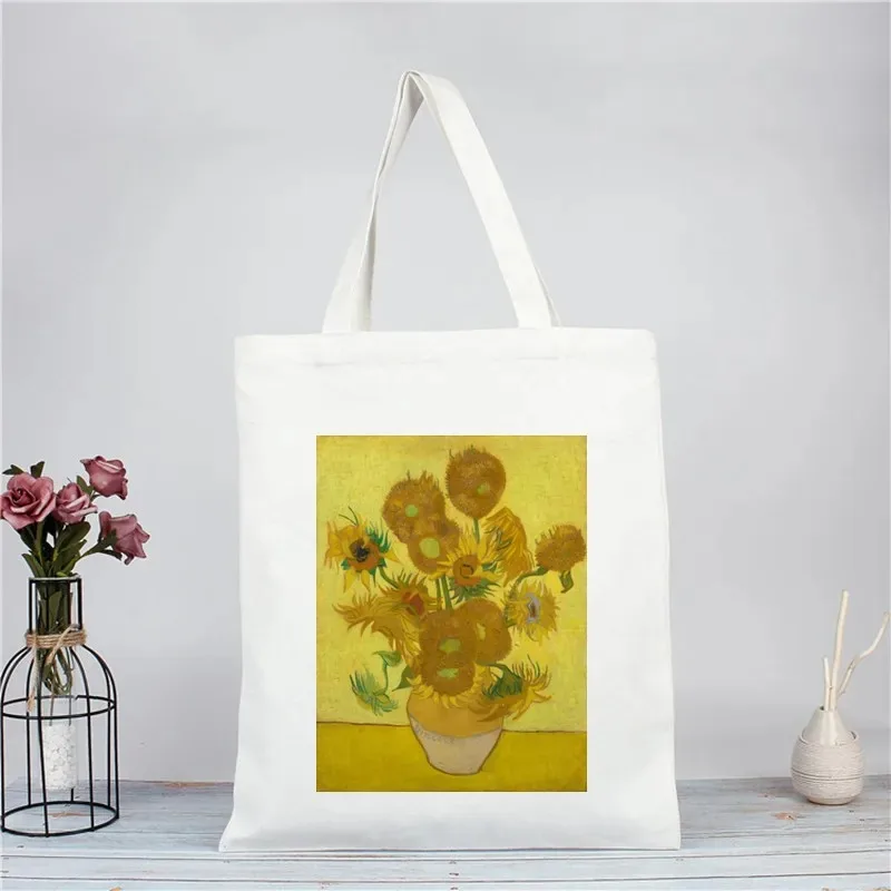 Single Shoulder Women's Bag High-quality Canvas Fabric Van Gogh Starry Sky Print Large Capacity Commuter Women's Bag Women Bag