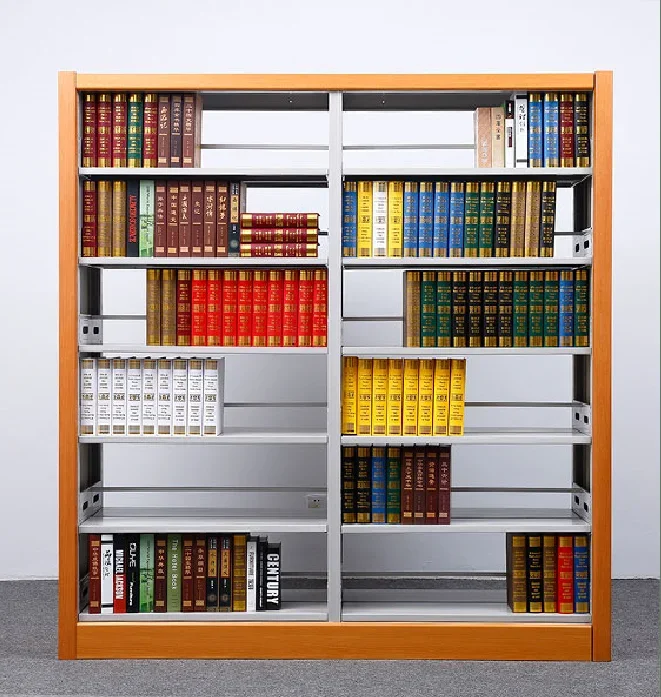 2026 Book Shelf Double Sided Reading Room Bookstore Rack Library Shelving Iron Library Furniture Steel Boltless Metal Modern 18m