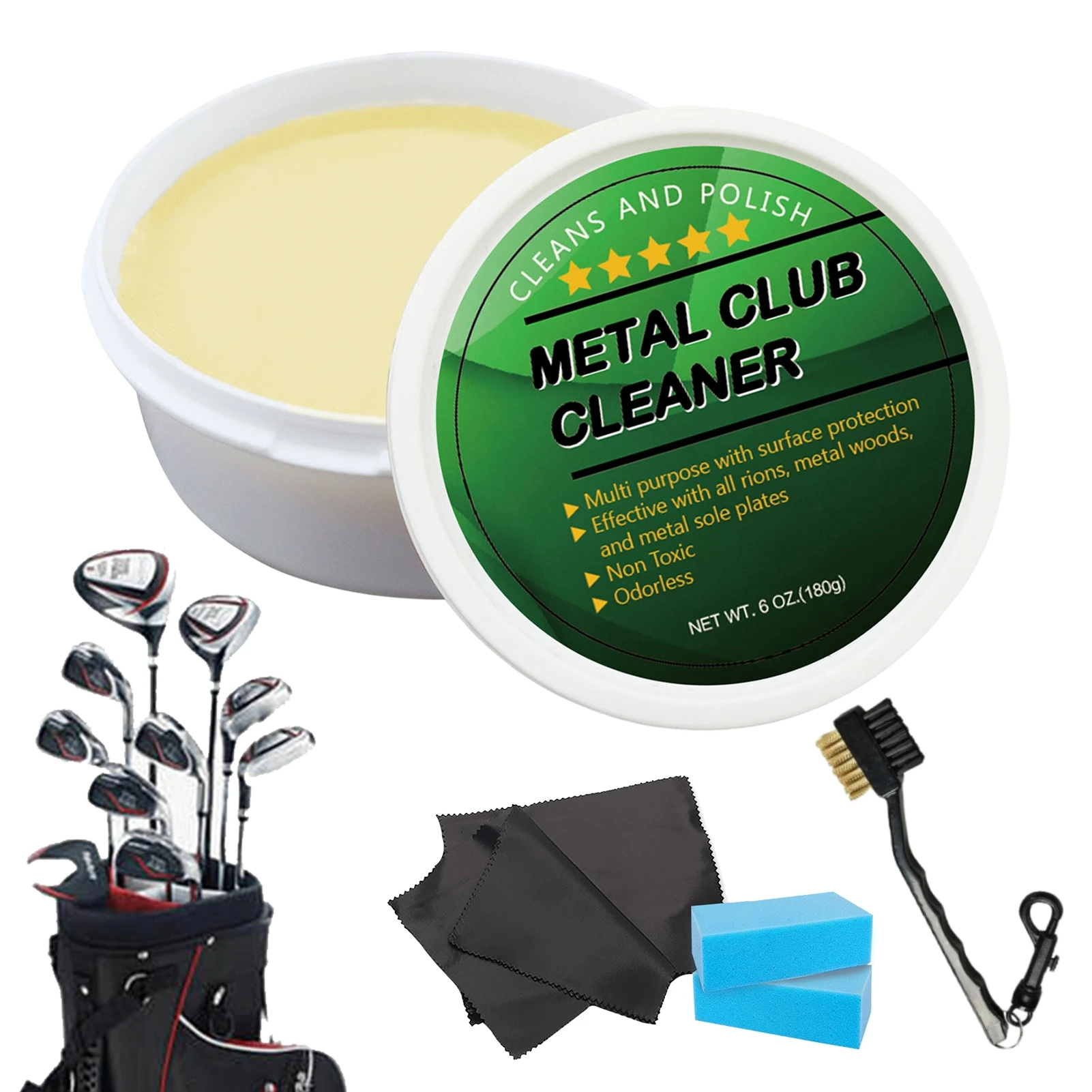 Kit di lucidatura per mazze da Golf detergente multiuso per scanalature da Golf inodore sicuro 6.4 Oz per la lucidatura di accessori da Golf