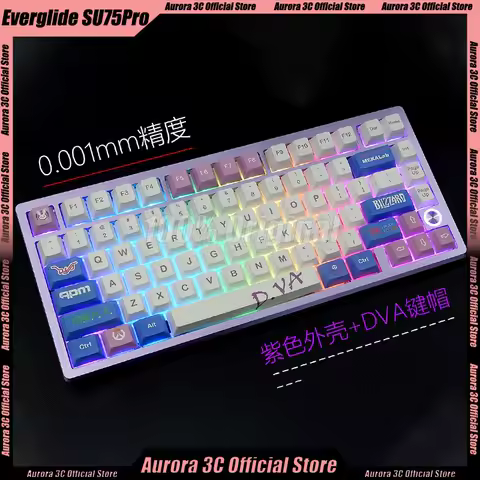 Everglide Su75pro Magnetic Switch Keyboard Su75 Pro Wired Keyboard 8k Gamer Dual Lamp Keyboard Gasket 0.001mm Aluminium Custom