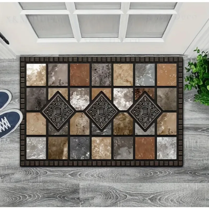 Welcome Stone Patterned Welcome Door Mat with A Design for Farmhouse Decoration and Home Entrance The Front Door Welcome Mat