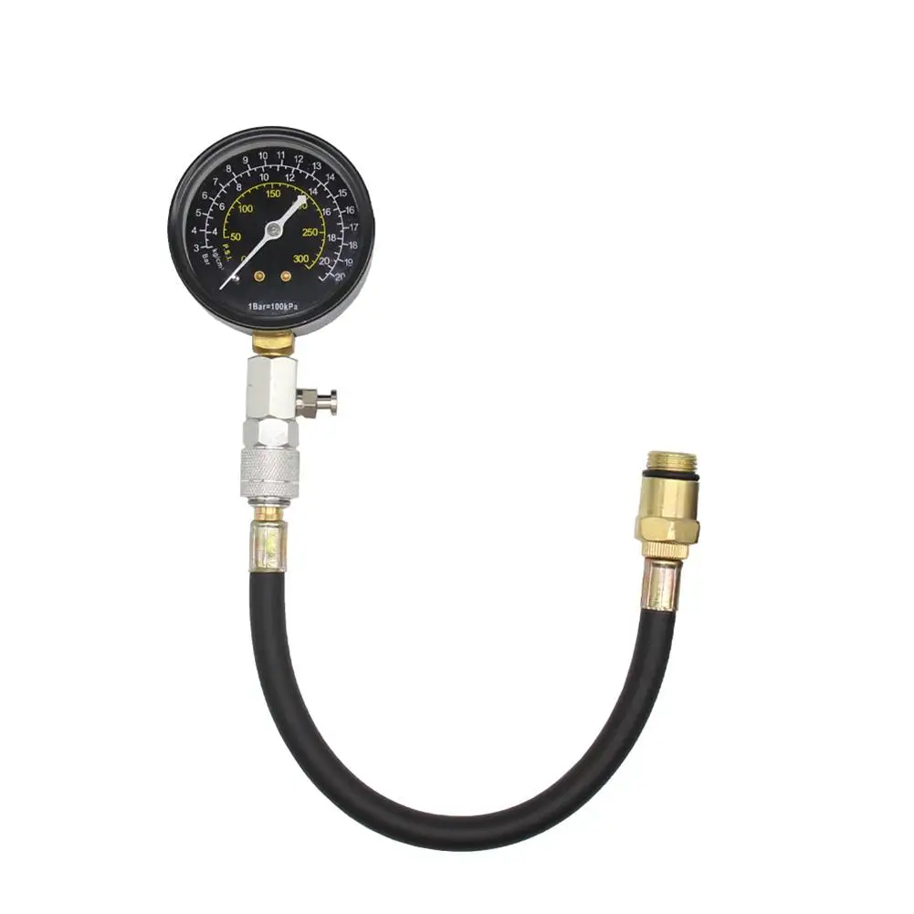 Engine Cylinder Compression Tester Testing Gauge Auto Check Test Repair Tool Kit 0-300 Psi Pressure Gauge