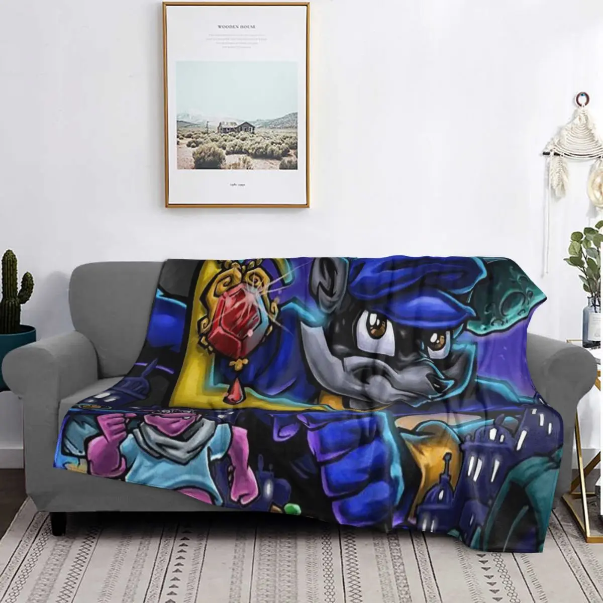 Collage de cómic Sly Cooper mapache zorro tortuga hipopótamo Comic Manga Anime juego mantas franela manta colcha para cama Picnic