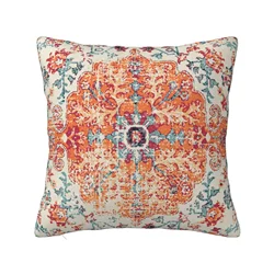 Aztec Terracotta Boho Square Pillowcase 18x18 Inch Vintage Persian Rust Retro Carpet Decorative Throw Pillow Cover for Couch Bed