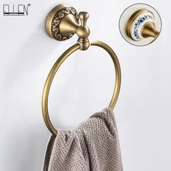 Brushed Bronze Brass Towel Ring Oval Contemporary Bathroom Hand Towel Holder Wall Mounted,Antique Brass Finish Towel Rack EL80A