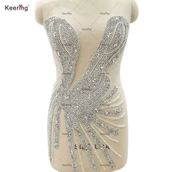 Bodice Rhinestone Applique for Wedding Dress ,Hot Sale ,Sewing Accessories, Glass Beads, WDP-568