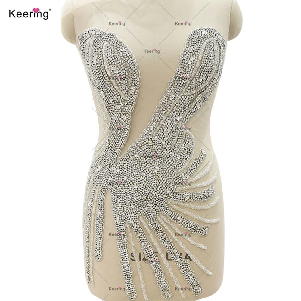 Bodice Rhinestone  Applique for Wedding Dress ,Hot Sale ,Sewing Accessories, Glass Beads, WDP-568