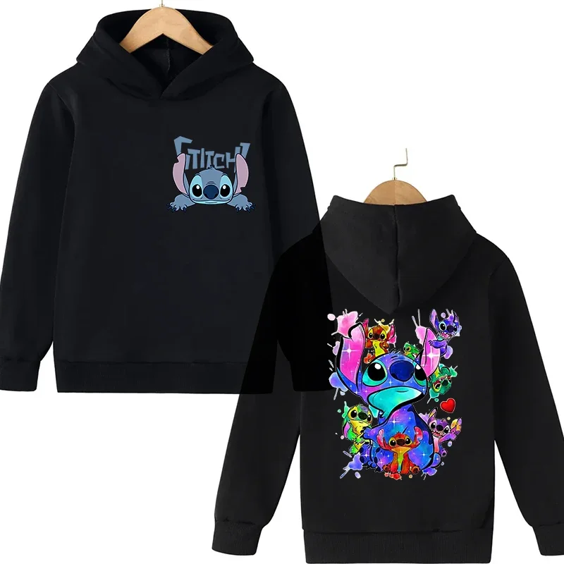 Y2k Anime Stitch Hoodie Children Cartoon Clothes Kid Girl Boy Lilo and Stitch Sweatshirt Manga Hoody Baby Casual Top