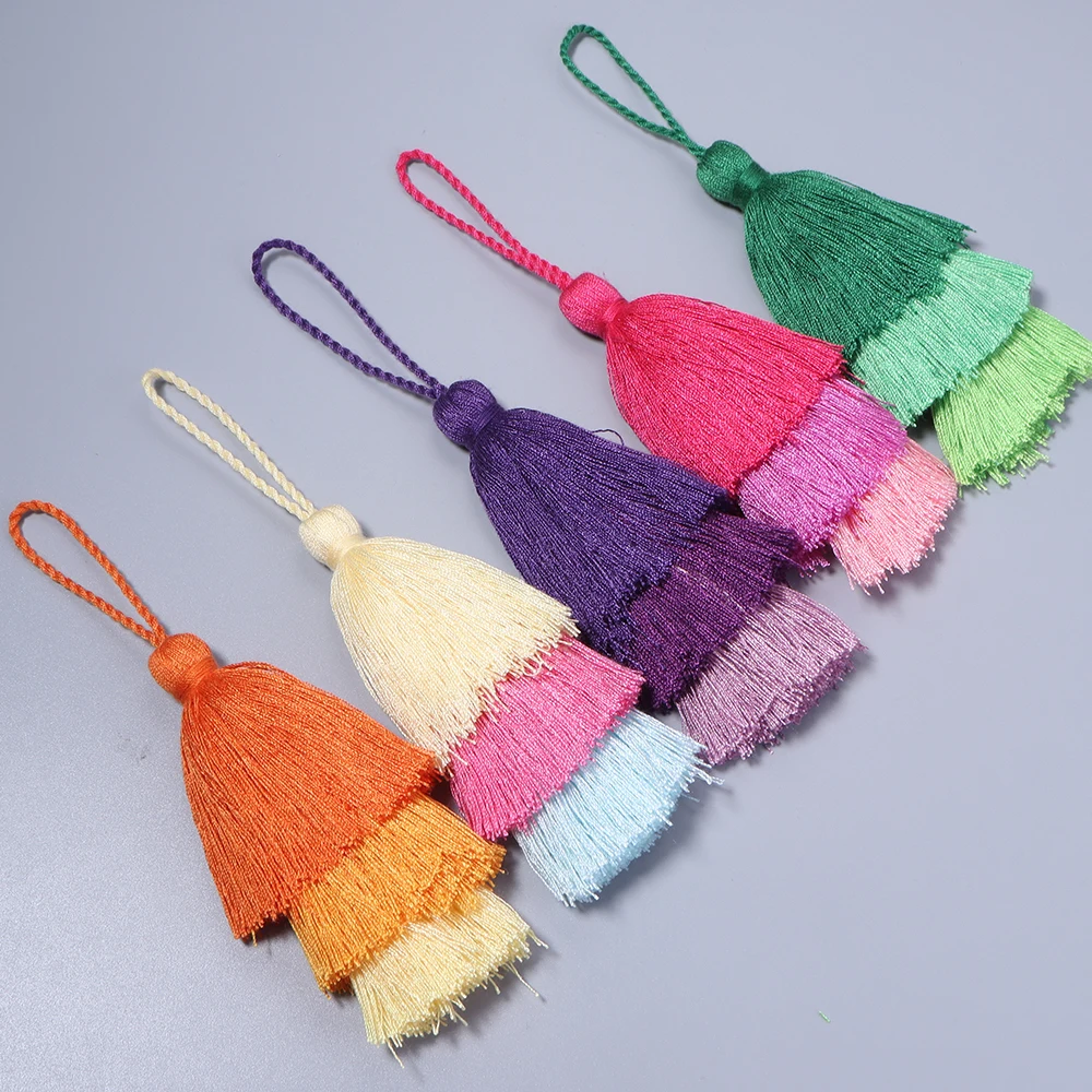 2pcs 16cm Three Layers Tassel Fringe Hanging Rope Pendant For DIY Jewelry Craft Cotton Tree Shape Tassels Dangle Bags Supplies