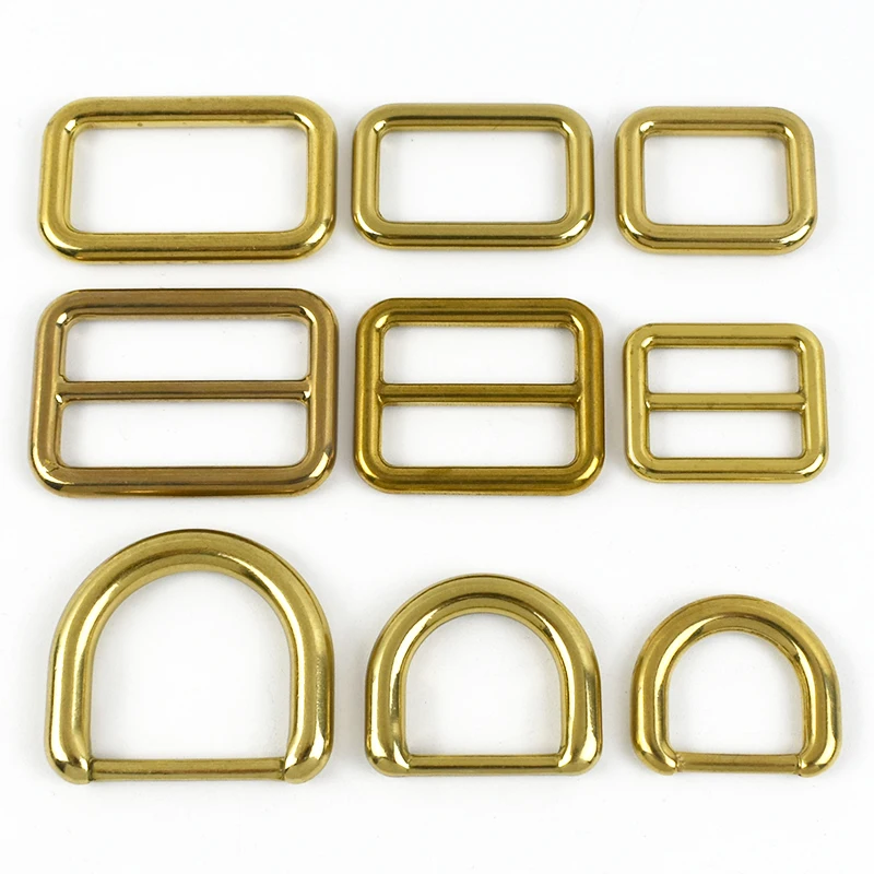 

5Pcs 15-38mm Solid Brass O D Ring Buckle Backpack Belt Adjust Tri-Glide Slider Clasp Dog Collar Connector Hook DIY Bag Accessory