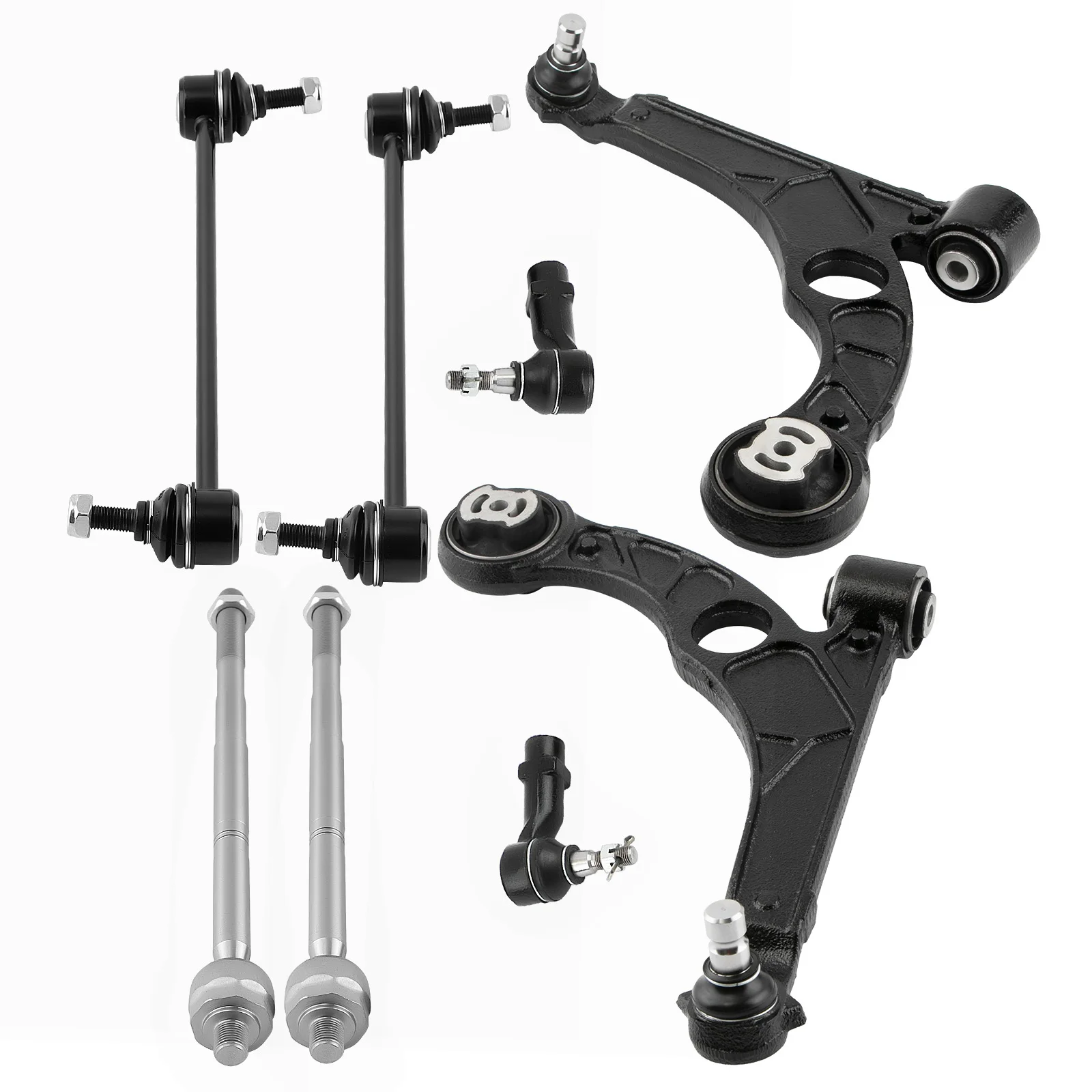 8x Front Lower Control Arms Inner & Outer Tie Rods Sway Bars For Dodge Dart 2013-2016
