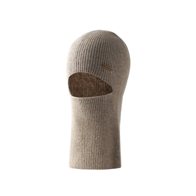 Balaclava Hat Autumn Winter 100% Pure Fine Cashmere Men's Hat Scarf Integrated Ear Protection Hat Warm Cold-proof Hat