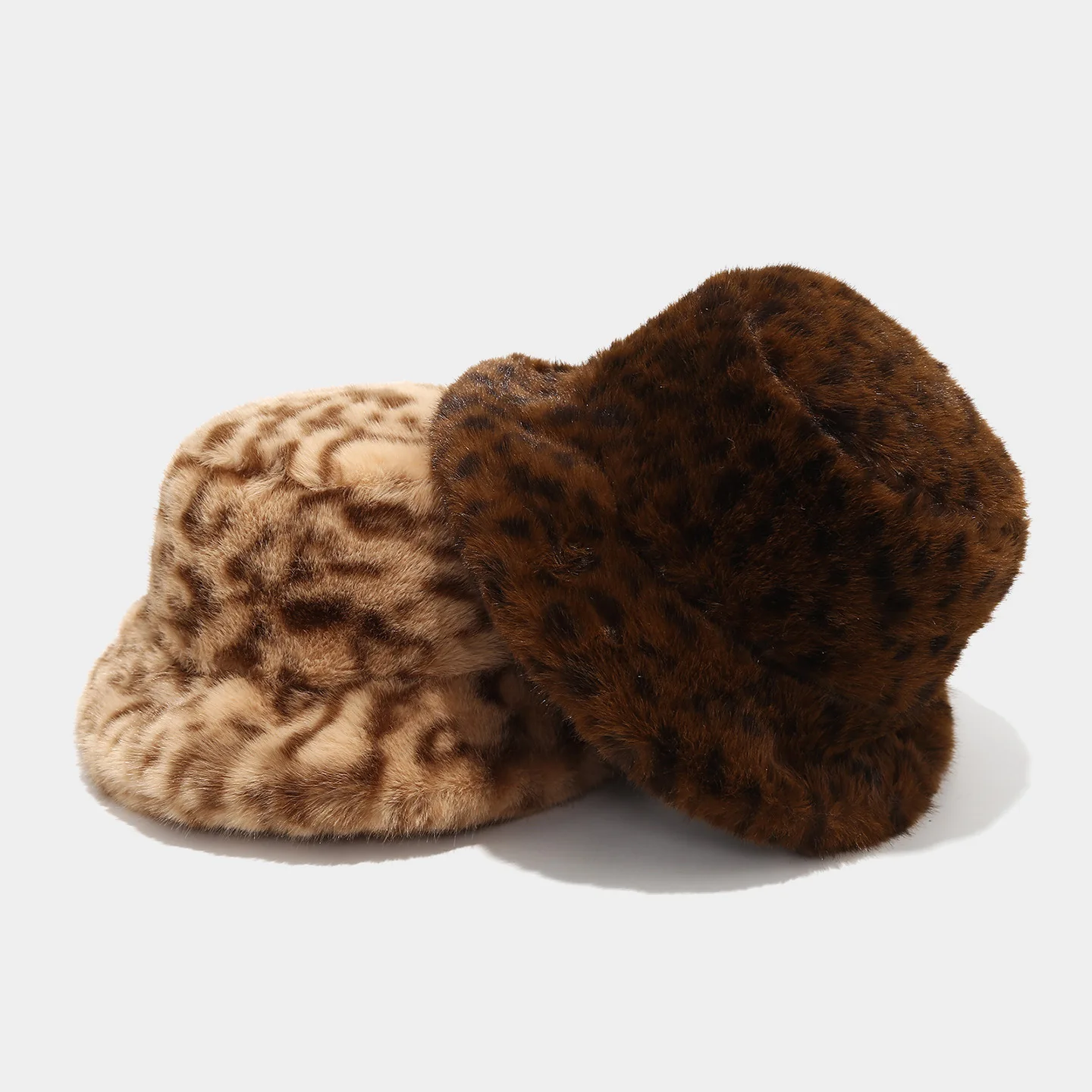 Winter Spotted Plush Bucket Hat Men Women Warm Faux Fur Panama Snow Travel Outdoor Fisherman Cap Теплая Зимняя Шапка