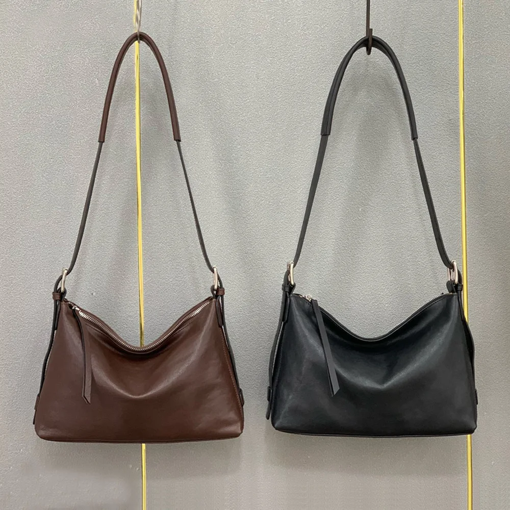 

Women's Genuine Leather Black Tote Bag Luxury Deisgner Brand Ladies Shoulder Crossbody Purses Bag Coffe Underarm Bag 2026 New