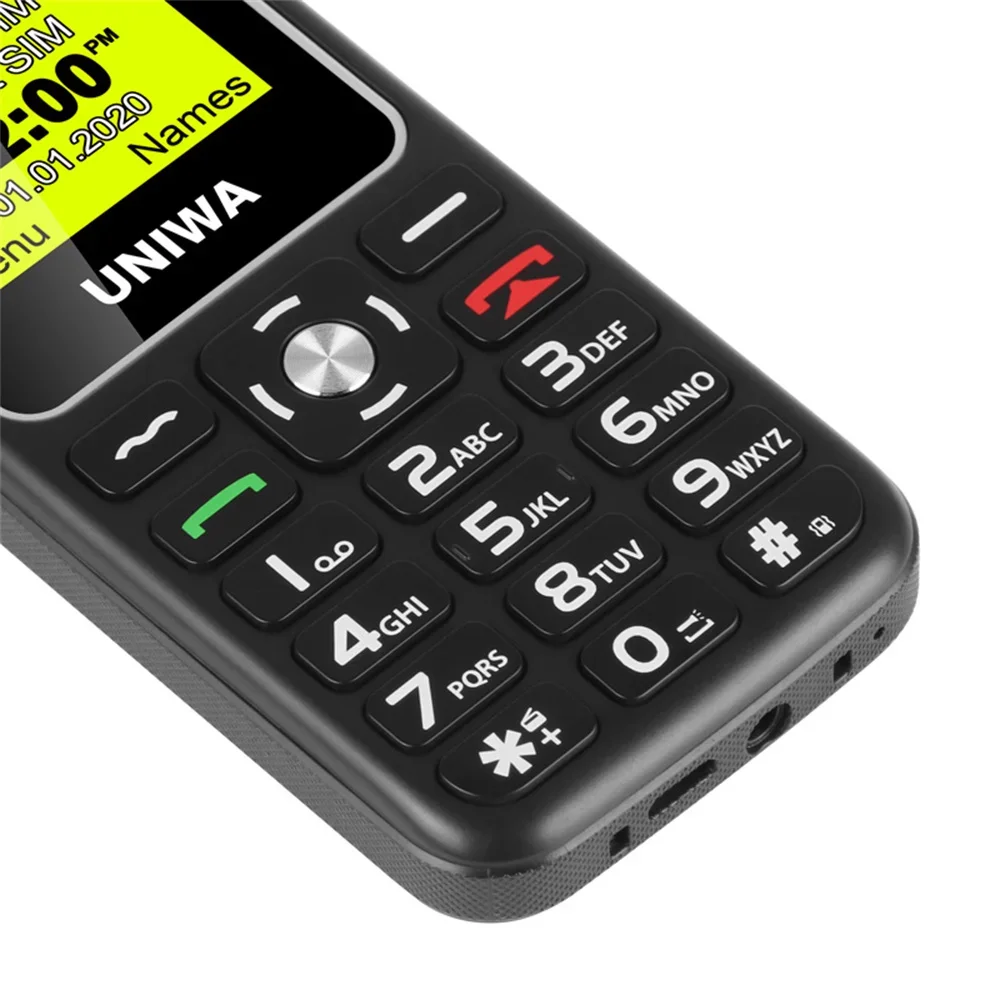 Uniwa V171 Functie Telefoon 2G Gms 1.77 Inch Draadloze Fm Senior Mobiele Telefoon 1000Mah Gratis Laadstation Sos Ouderen Mobiele Telefoon