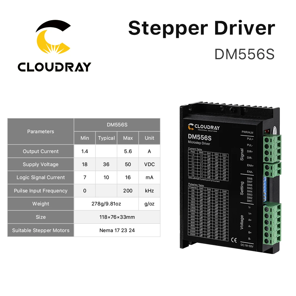 Cloudray 3/4 Axis CNC Kit Nema23 3.0N.m Stepper Motor Driver USB LPT Controller Board and 350W Power Supply