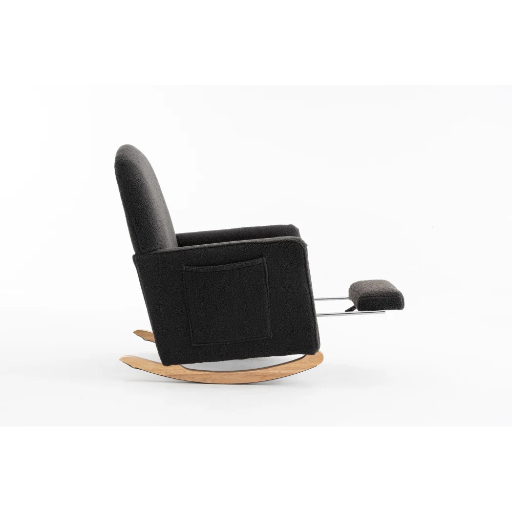 Schaukelstuhl mit Hocker, Sessel mit osmanischem Schaukelstuhl für den Innenbereich mit hoher Rückenlehne für das Wohnzimmer – Detail 24