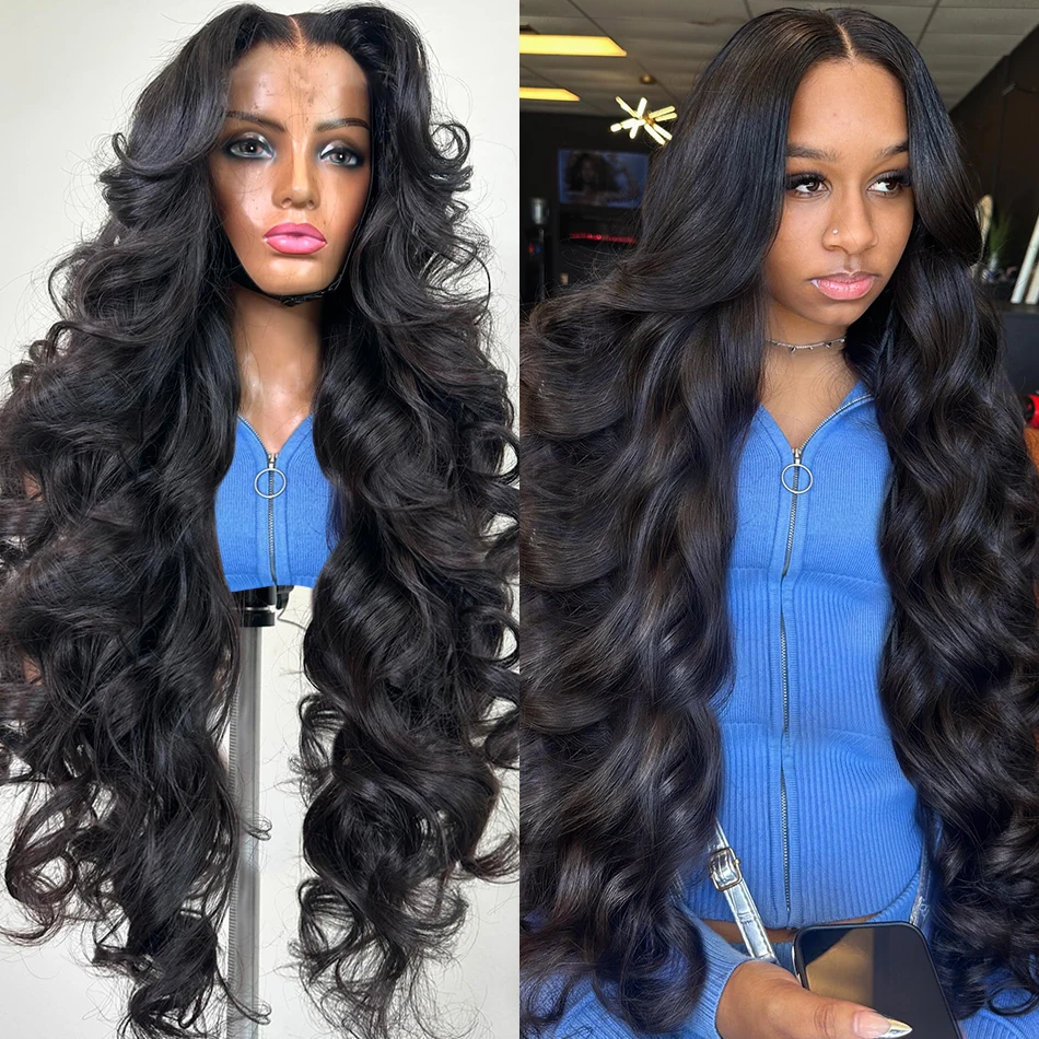 Perruque Lace Front Wig Body Wave Naturelle Sans Colle, Cheveux Humains, 13x4, 13x6 HD, Pre-Plucked, avec Baby Hair, 30 40 Pouces, pour Femme