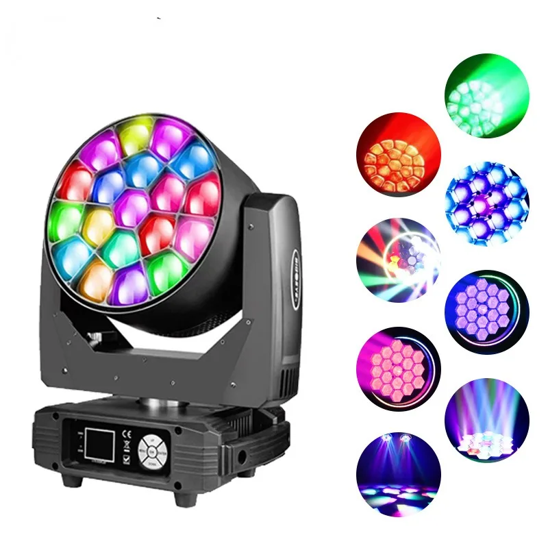 19 PCs 40W Big Bee Eyes Rotating Moving Head Light Concert Small Theater Stage Lights Led Bar Quiet Bar Ambience Light