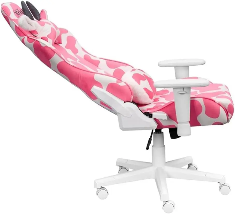 Techni Sport Silla para juegos moderna de tela de 19,75" en rosa/blanco