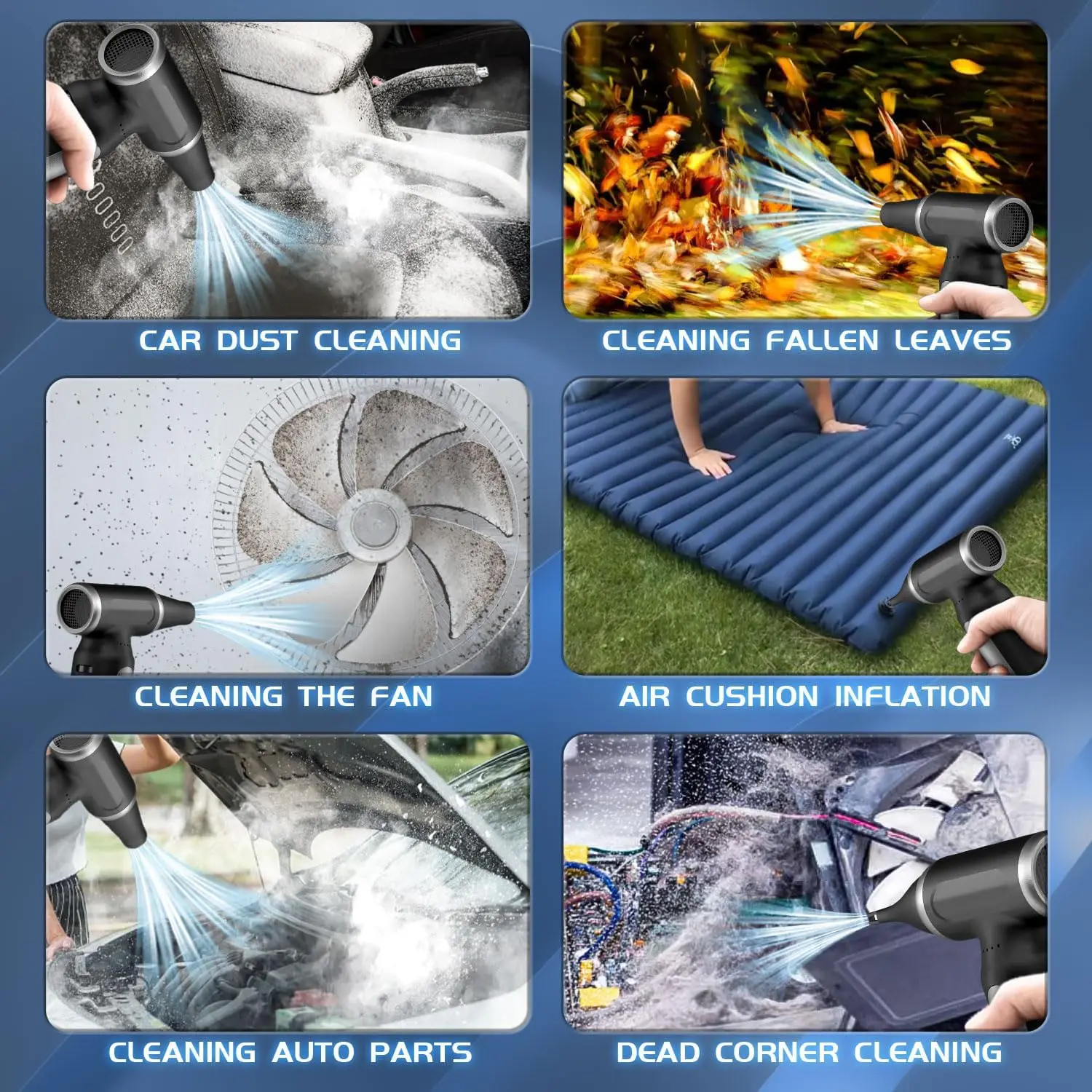 Ventilador eléctrico para plumero de aire 110000 RPM PC Duster teclado Mini Turbo ventilador secador de coche recargable para limpieza de coche