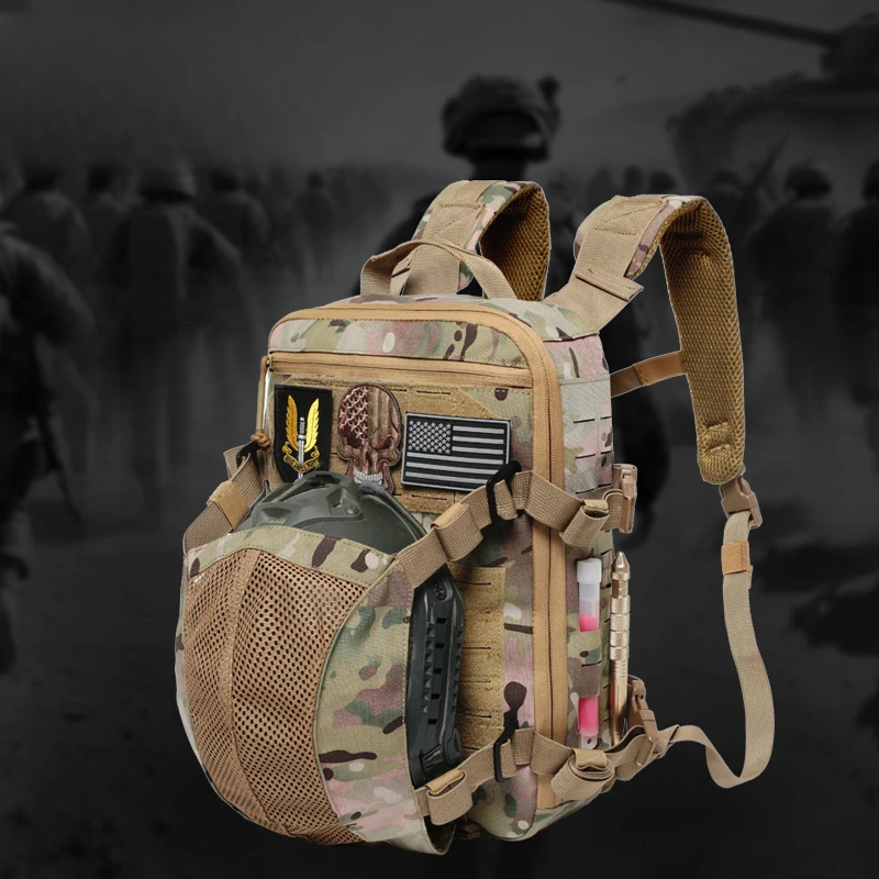 Helmet Outdoor Backpack Camouflage Military Fan Bag Multi-function Mini Backpack Tactical Backpack Mountaineering Tourism