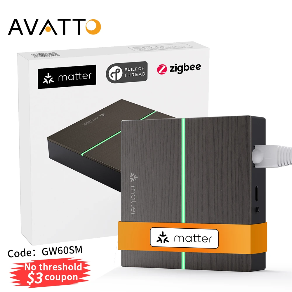 

AVATTO Tuya ZigBee умный проводной шлюз-концентратор, пульт дистанционного управления Matter Smart Home Bridge для HomeKit, Siri, Google Home, Alexa