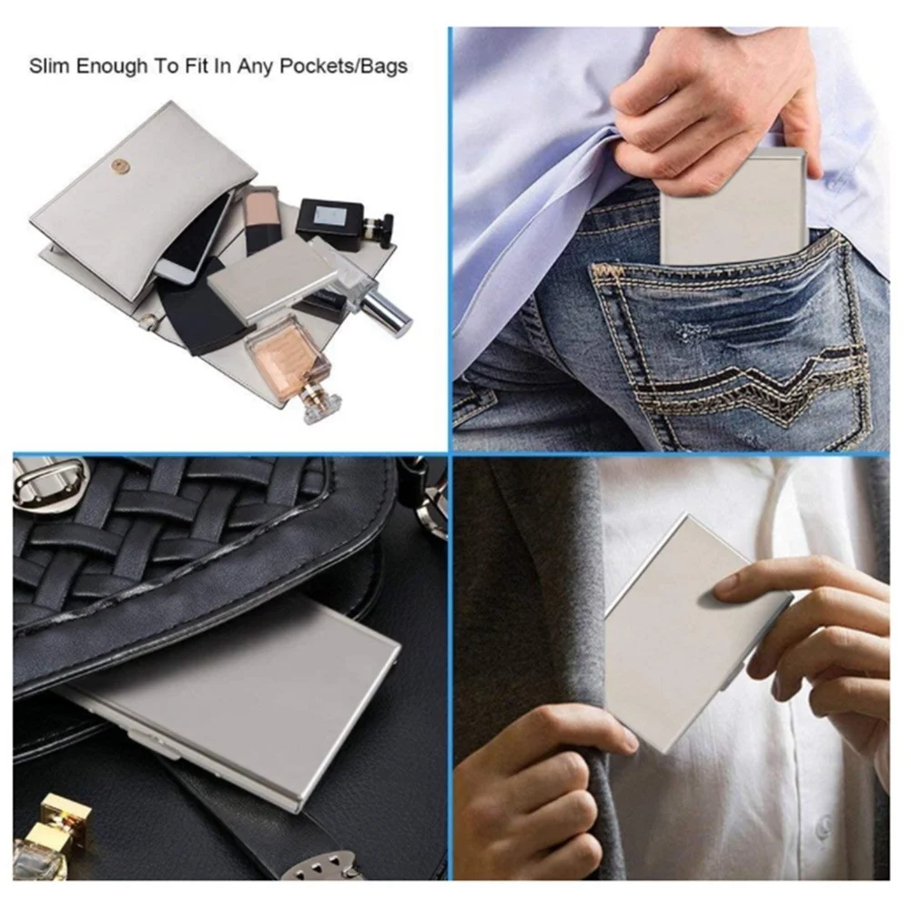 محفظة حامل البطاقات المعدنية الساخنة رقيقة جدا محافظ معدنية من الفولاذ المقاوم للصدأ تتفاعل حجب محفظة بطاقة الائتمان حامل أبيض