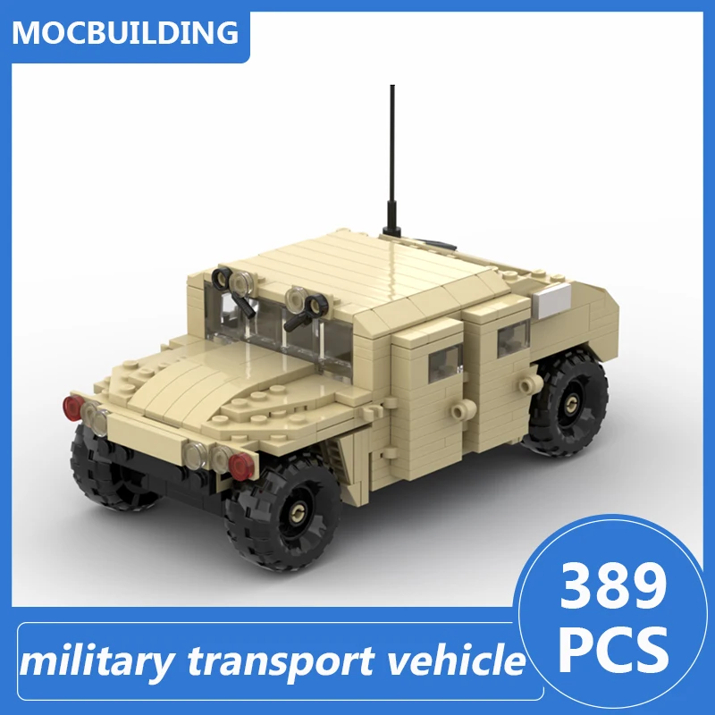 

USA Sand Color Military Transport Vehicle Model Moc Building Blocks Diy Assemble Bricks Educational Collection Toys Gifts 389PCS