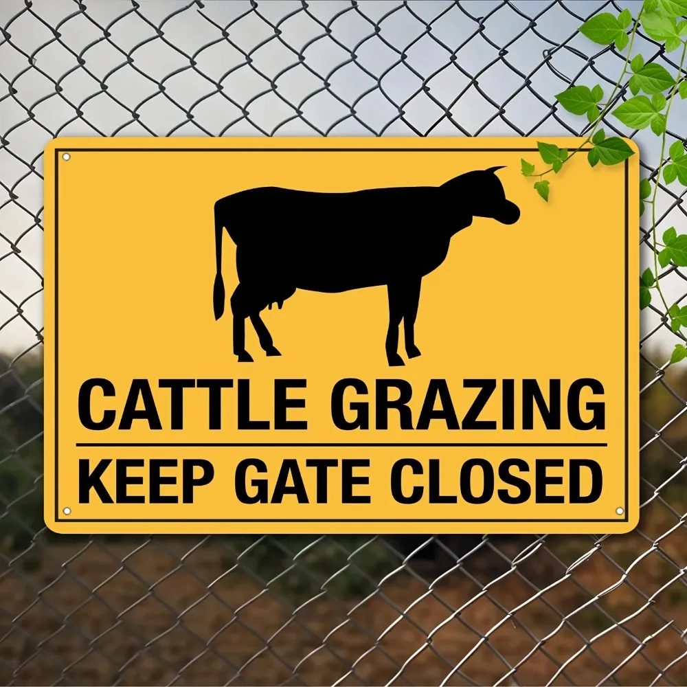 Letrero Metálico Plano 2D de 20x30cm, Decoración Rústica para Pared con la Frase 'Keep Gate Closed', Estilo Granja