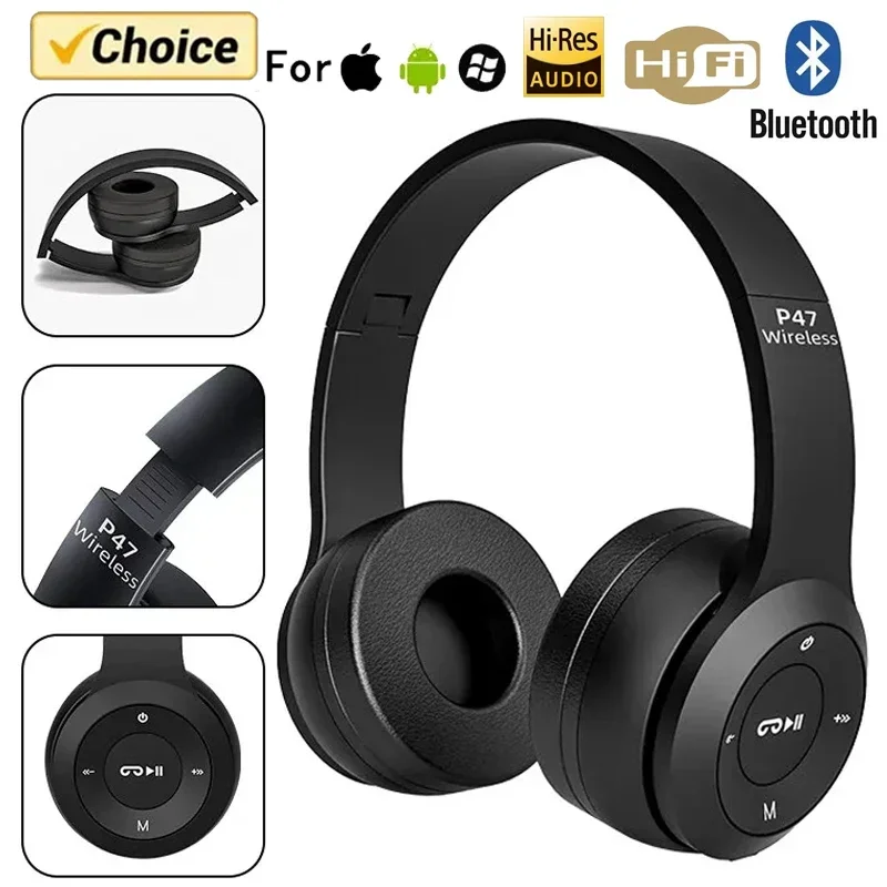 Stereo P47 Headset 5.0 Bluetooth Headset Folding Series Wireless Sports Game Headset for iphone HuaWei XiaoMi image 2
