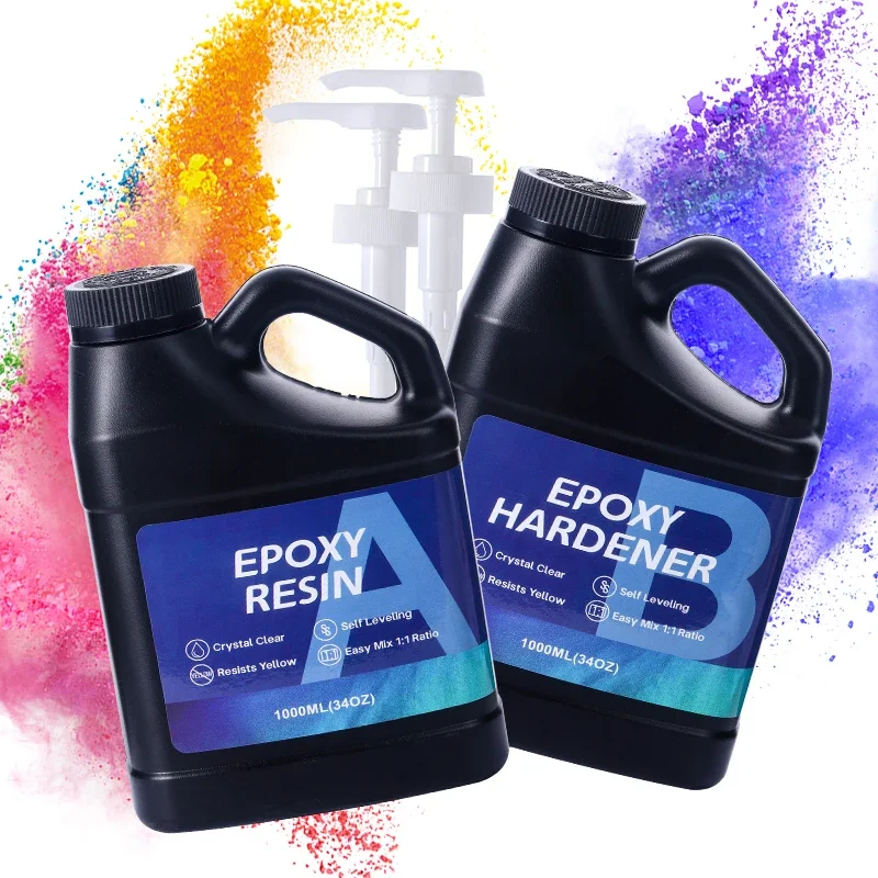 2000ML Epoxy Resin Kit Easy Mixing Crystal Clear Epoxy Resin Bubble-Free Anti-Yellowing Resin for Casting, DIY, Resin Art, Molds