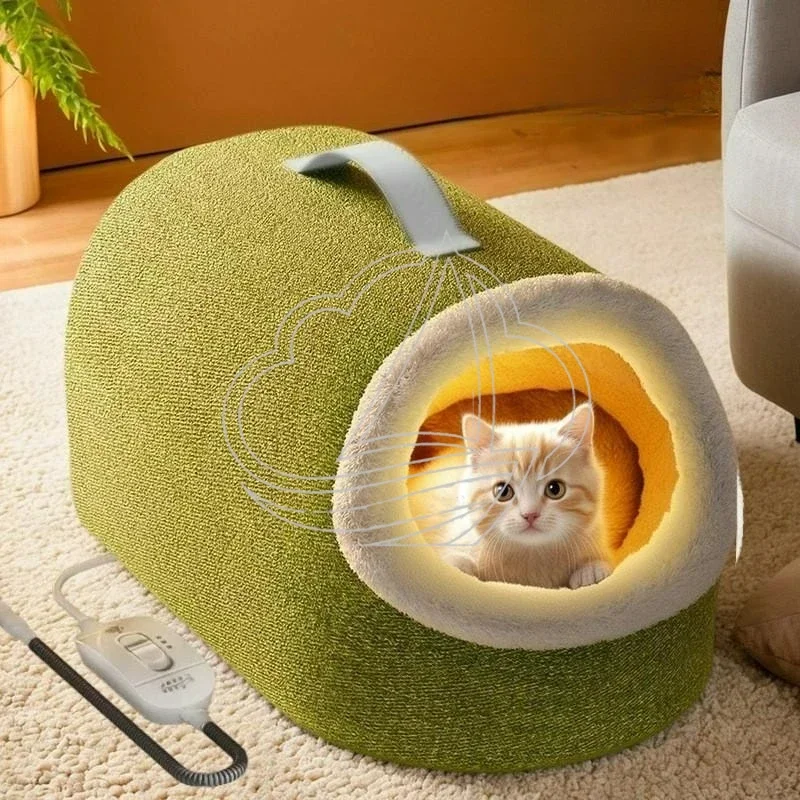 Winter Heating Cat House with Temperature Control Electric Warm Cat Nest Pet Sleeping Bed