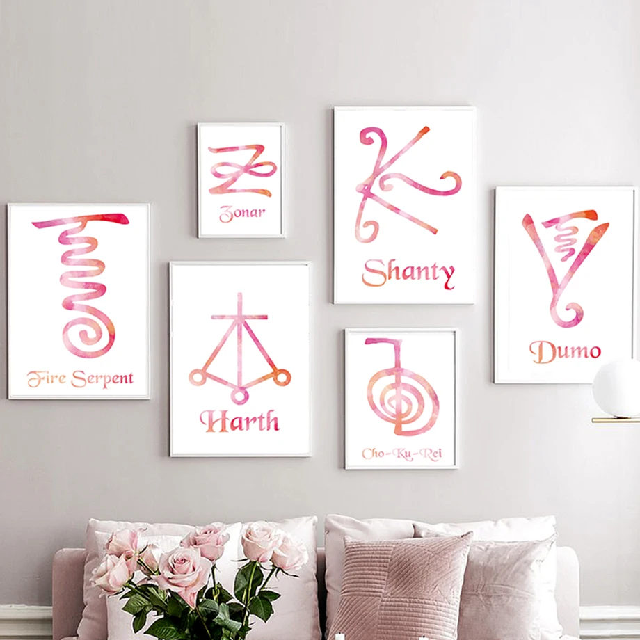 Reiki Symbol Hon Sha Ze Sho Nen Dai Ko Myo Chakra Wall Art Canvas Painting Nordic Posters Prints Pictures For Living Room Decor