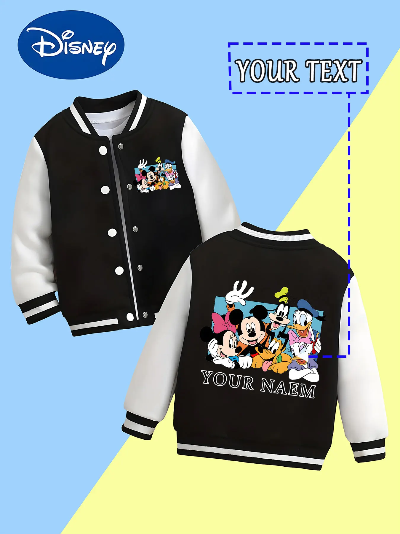 

MINISO Disney Classic Character Collection Kids Baseball Jacket - Mickey and other characters reunite, full of memories, perfect