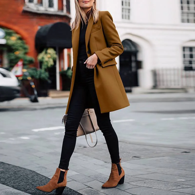 Spring And Autumn Medium And Long Large Size Woolen Women's Coat Woolen Coat