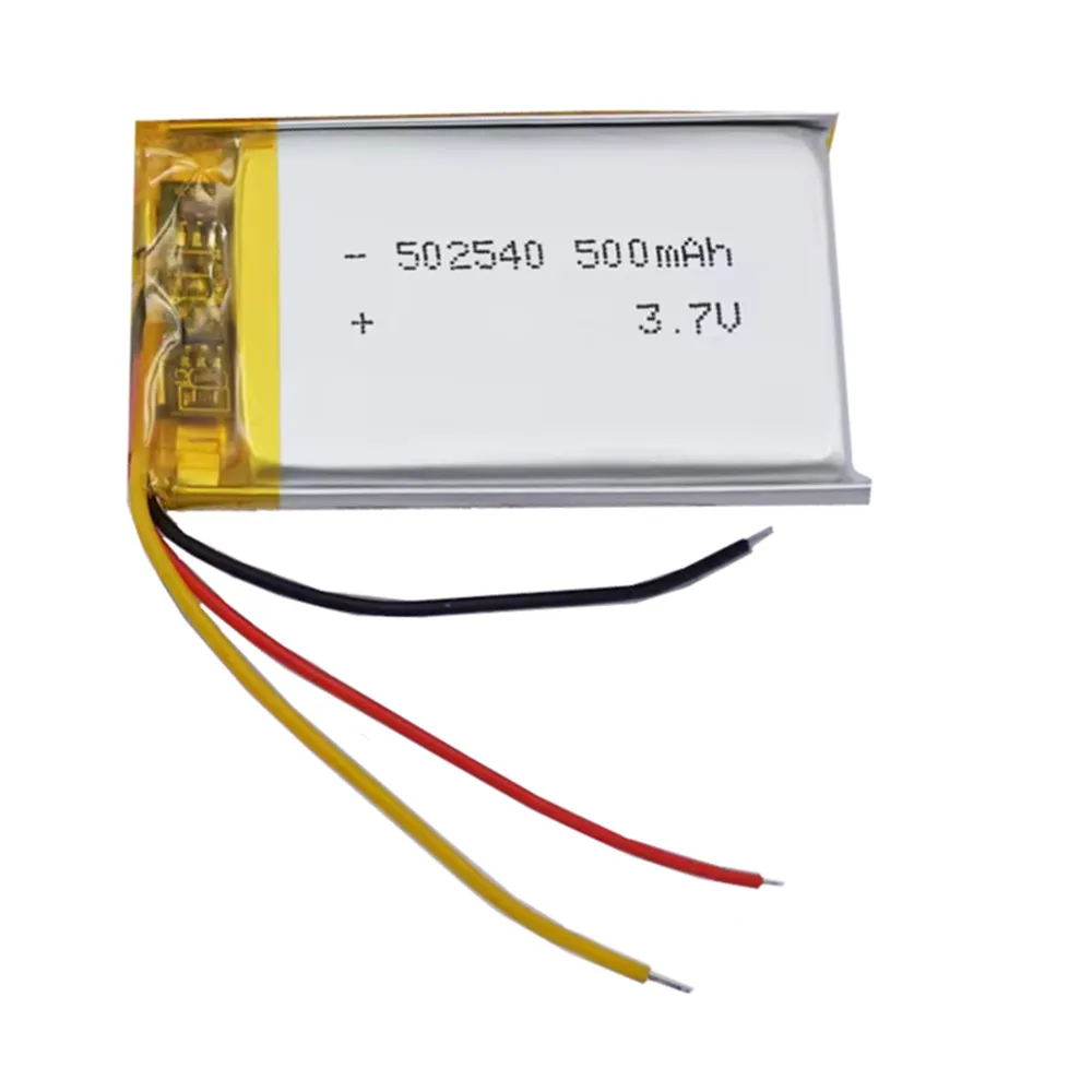 1-10PCS 502540 3.7V 500mAh Polymer Lithium Lipo Battery 3-Wires Thermistor For GPS Car DashCamera Bluetooth Speaker Headphones