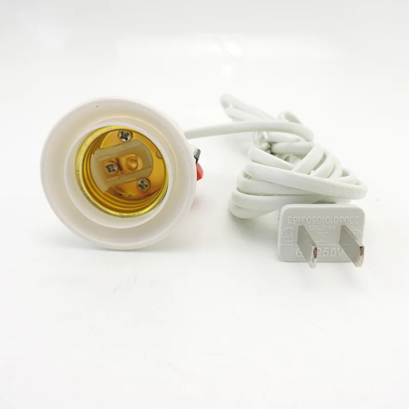 Cable de alimentación de CA de 2,5 m, Base de bombilla LED E27, soporte de enchufe, cable de extensión de interruptor de enchufe UE EE. UU. para