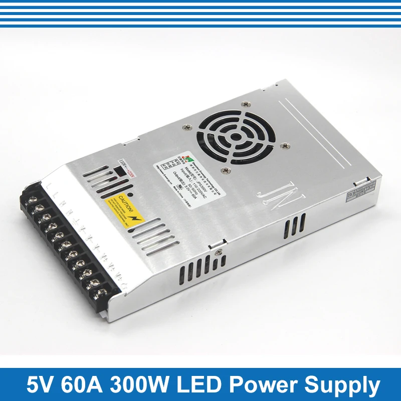 Special LED display power supply With Fan Ultra-thin 110/220VAC Input, 5V 60A 300W Output Switching Power Supply