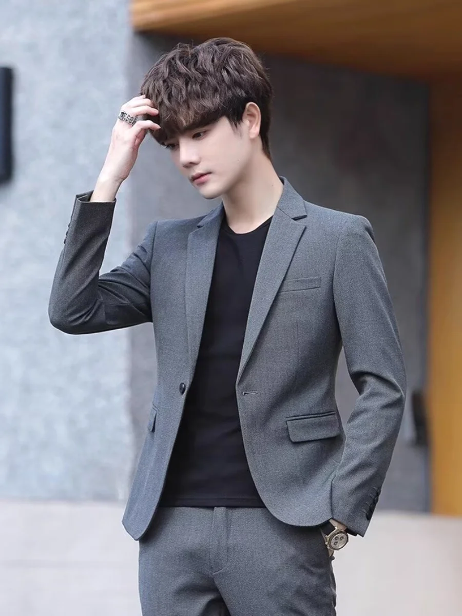 

Мужской повседневный костюм с глубокими погонами на плечах, с плоским воротником, приталенный, для собеседований, свадеб и повседневной носки, весна-осень-зима