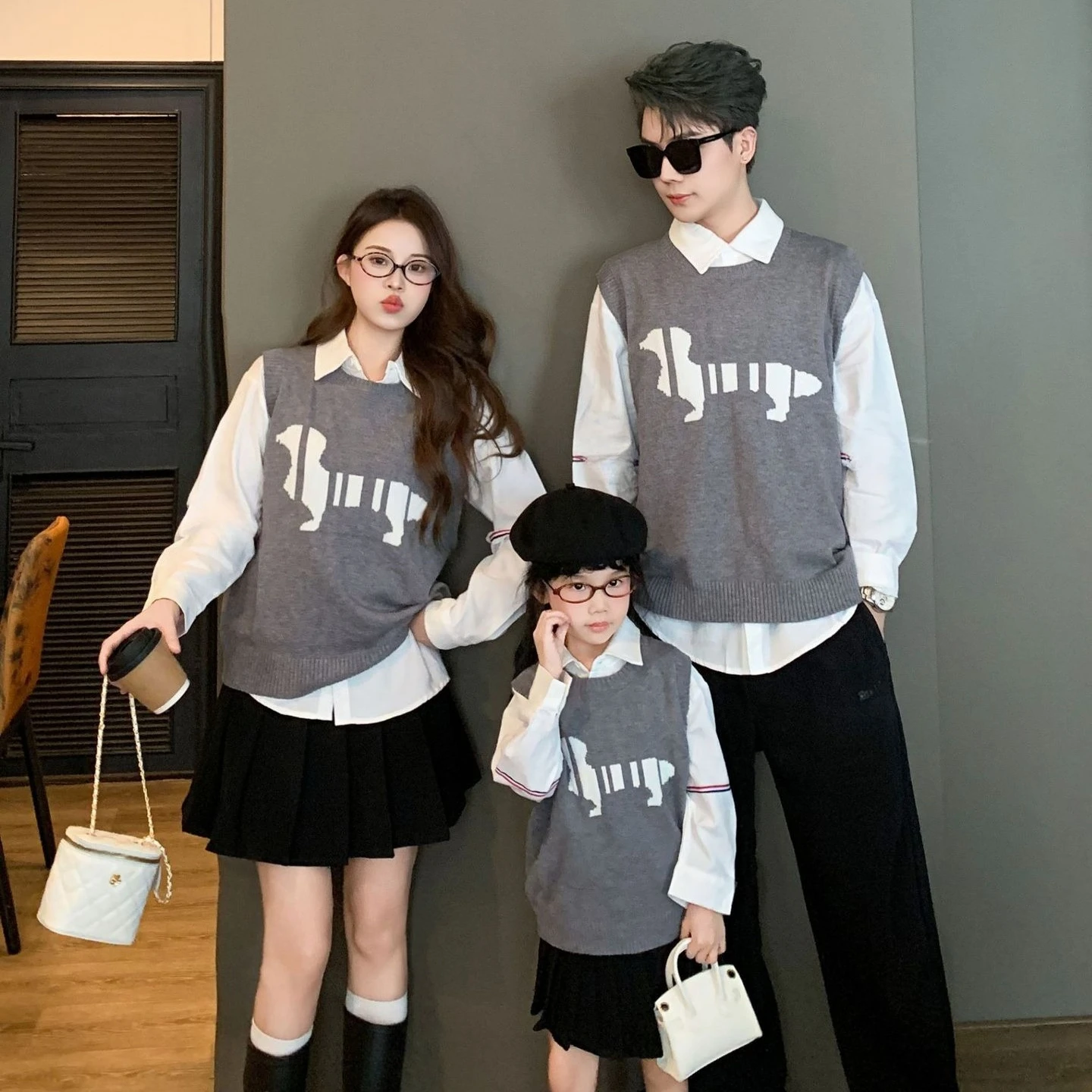 Spring Fall Mom & Kids Matching Vest Dad Son Cardigan Sleeveless for Mother and Daughter Casual Sweater Family Matching Clothes
