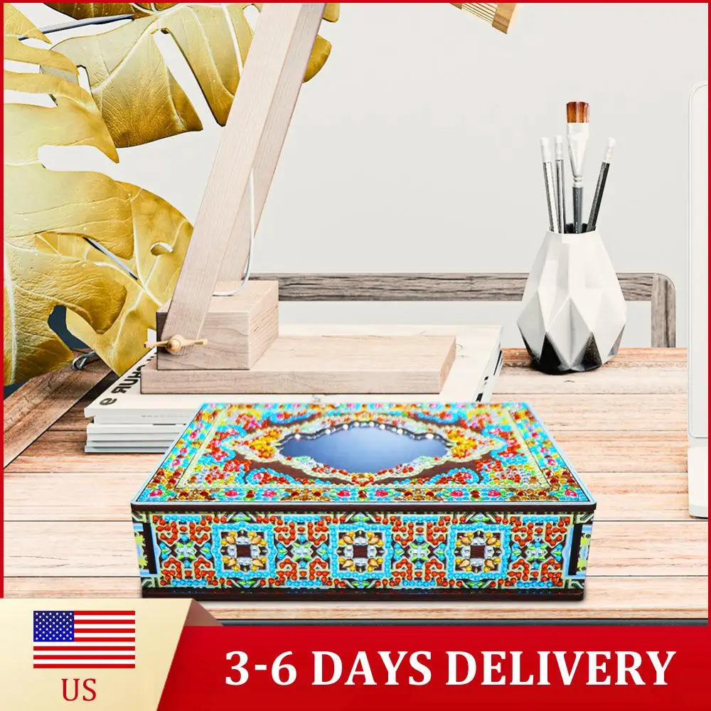 

Набор для творчества: шкатулка для украшений с алмазной мозаикой DIY в форме мандалы, подарок на день рождения, органайзер для блестящих страз особой формы с зеркалом