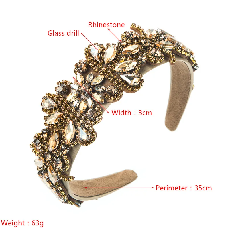 New Baroque Court Headband Retro Wide-brimmed Hair Hoop Women\'s Rhinestone Hair Accessories Prom Street Shooting Gift Headband