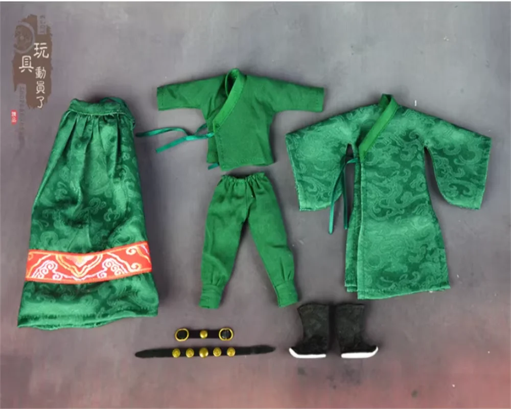 

YYDS масштаб 1/12, солдатский боевой халат Гуань Ю, плащ, зверь, глотающий пояс, ботинки, модель для 6-дюймовой экшн-фигурки, в наличии